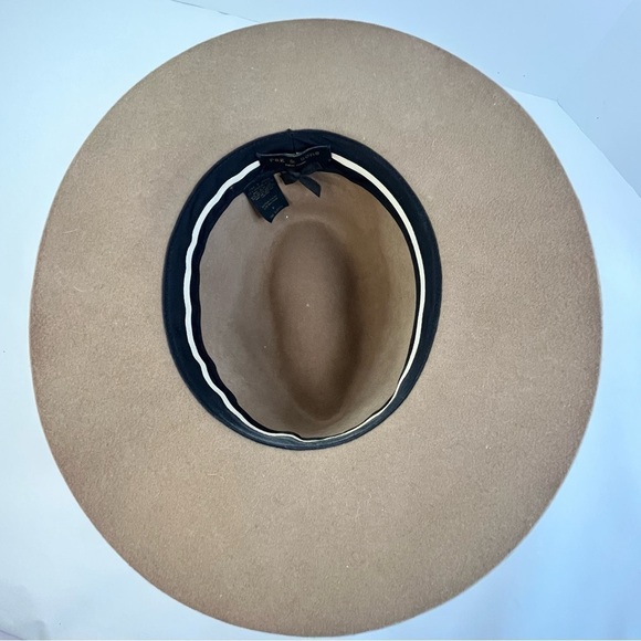 Rag & Bone Tan Fedora Hat Black Leather Band Silver Metal Studs Medium Wool - Picture 3 of 8